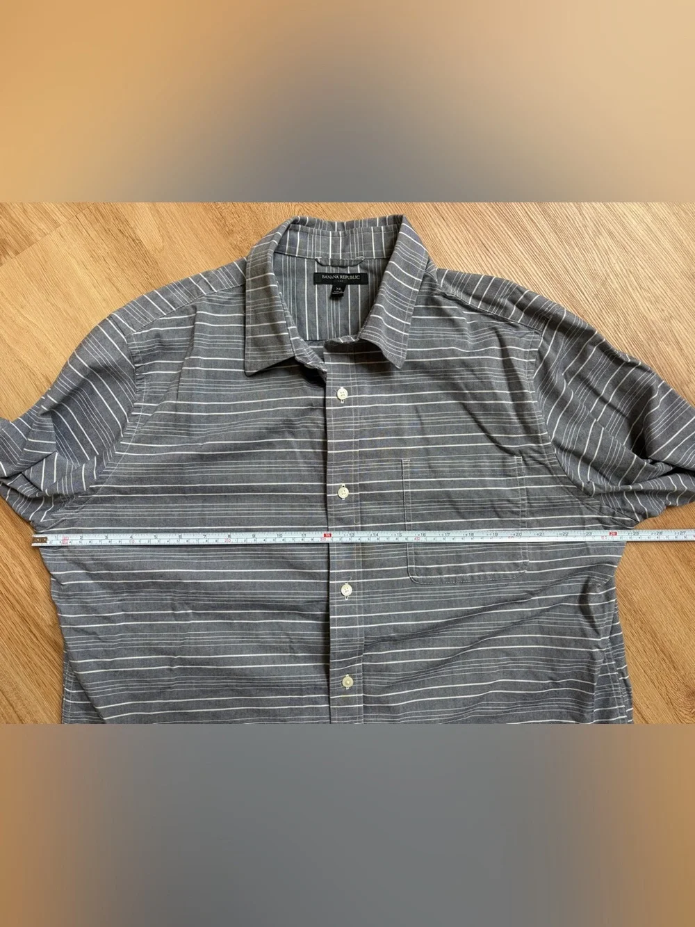 Banana Republic Gray White Striped Long-Sleeve Button Up Dress Shirt XL